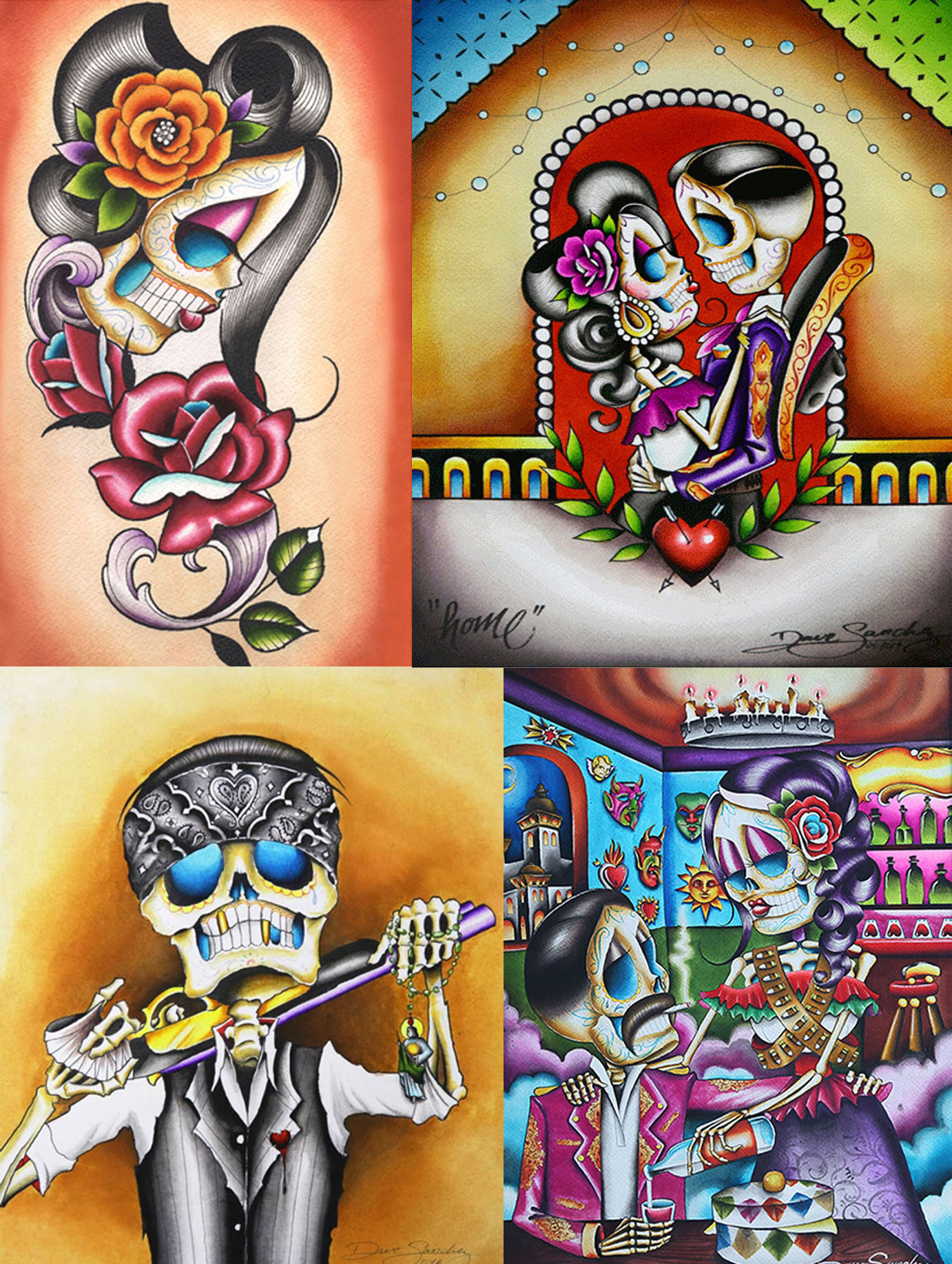 Delincuente Descendencia suficiente Tattoo Artist Dave Sanchez best known for his Dia de los Muertos art -  Purple Leopard Boutique